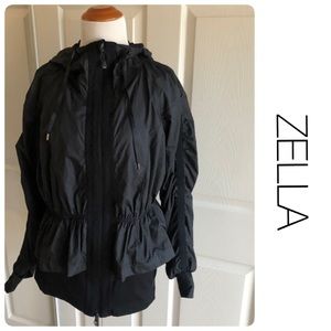 Zella Black Hooded Active Peplum Jacket M